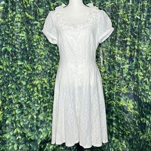 London Times white embroidered beautiful dress NWT